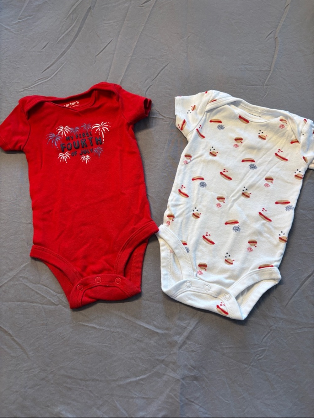 Carter's Red & White Patriotic Baby One-Piece Bodysuit Set